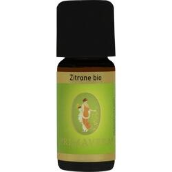 Dunkle Flasche mit grünem Etikett und der Aufschrift "Zitrone bio".