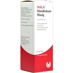 Verpackung eines flüssigen Mundbalsams von WALA zur Behandlung von Mundentzündungen.