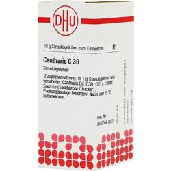 Verpackung von Cantharis C30 Streukügelchen der Marke DHU.