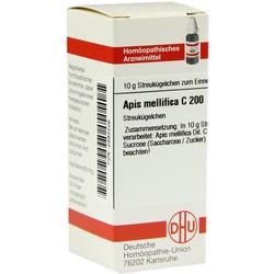 Eine Packung homöopathisches Arzneimittel namens Apis mellifica C 200.