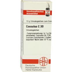 Packung von homöopathischem Arzneimittel Cocculus C 30 mit Streukügelchen.