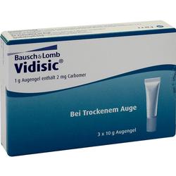 Verpackung von Vidisic Augengel für trockene Augen.