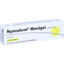 Verpackung von Nystaderm Mundgel, ein Antimykotikum gegen Pilze im Mund.