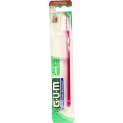 Eine verpackte rosa Zahnbürste mit weichen Borsten.
