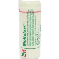 Eine weiß verpackte elastische Bandage mit grünem Text.