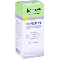 Grüne und weiße Verpackung einer Hydrocreme ohne Duftstoffe für fettige Haut.