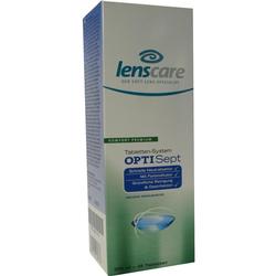 Packung mit Linsenreinigungstabletten von Lenscare für gründliche Reinigung und Desinfektion.