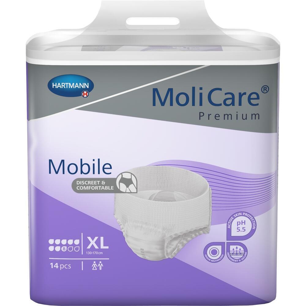 Eine Packung MoliCare Premium Inkontinenzhosen in Größe XL.